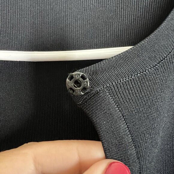 LELA ROSE Black Knit Crop Cardigan Jacket Long Sleeve Snap Front Large Office r9 - Picture 2 of 6